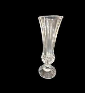 Cristal d'Arques France Lead Crystal Bud Vase 7 Inch Fluted Scalloped Clear